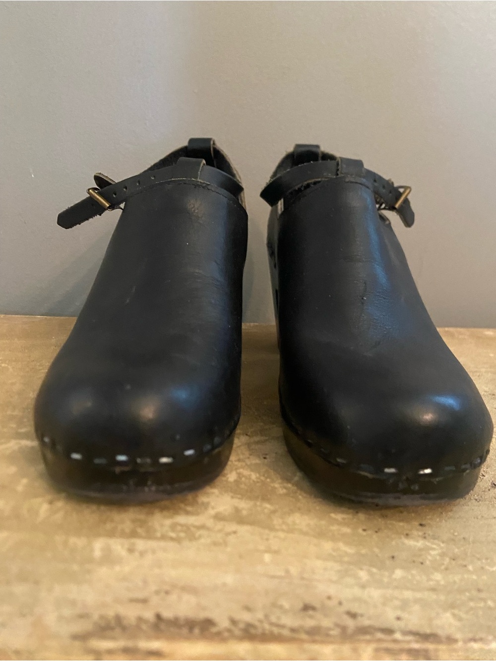 Women's Black Leather Swedish Clog Heels - made in sweden size 40 - Picture 8 of 8